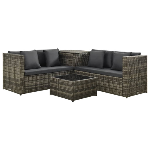 Set mobilier de grădină cu perne, 4 piese, poliratan, gri - WALTI WALTI