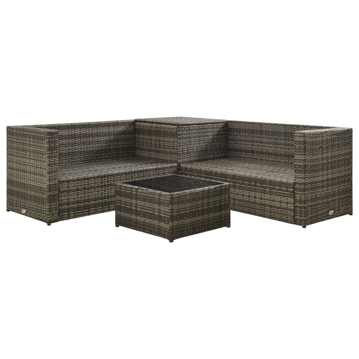 Set mobilier de grădină cu perne, 4 piese, poliratan, gri WALTI