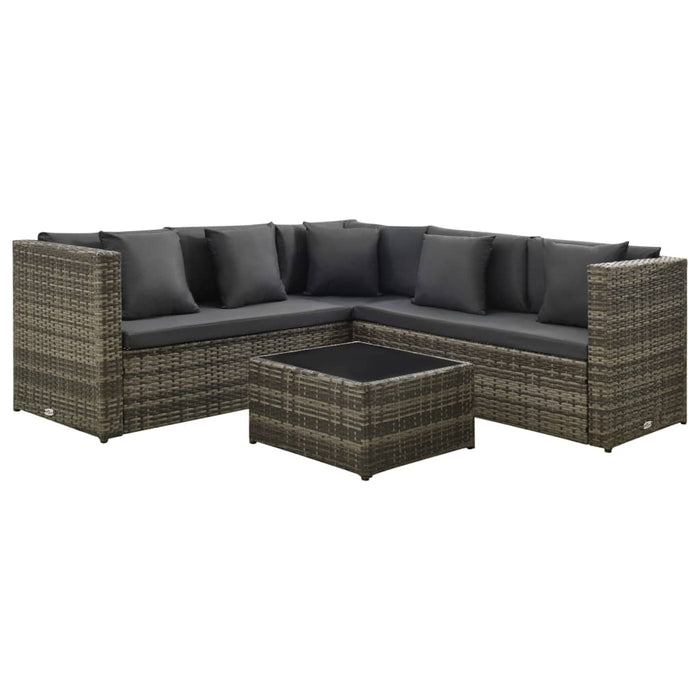 Set mobilier de grădină cu perne, 4 piese, poliratan, gri - WALTI WALTI