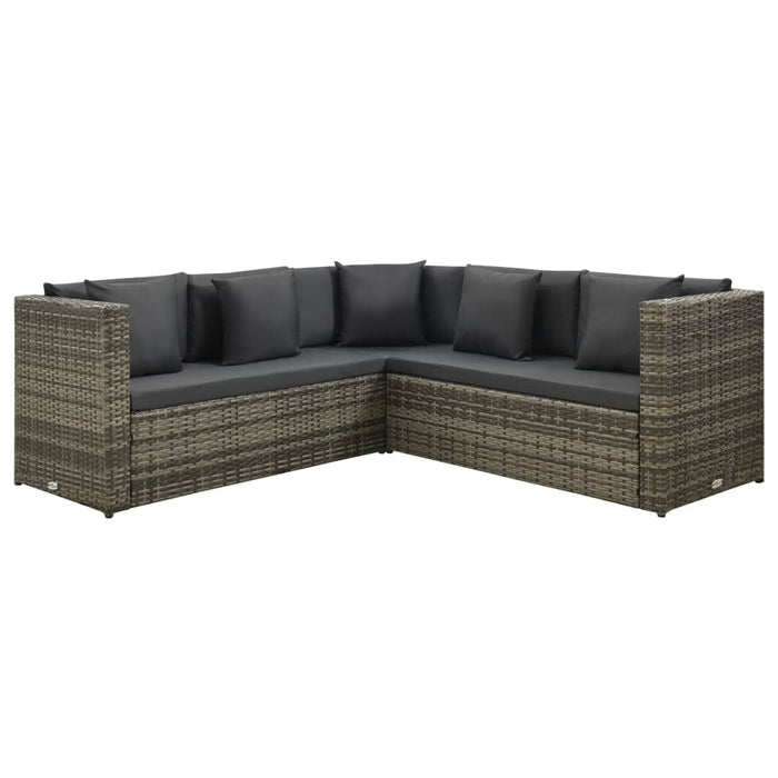 Set mobilier de grădină cu perne, 4 piese, poliratan, gri - WALTI WALTI