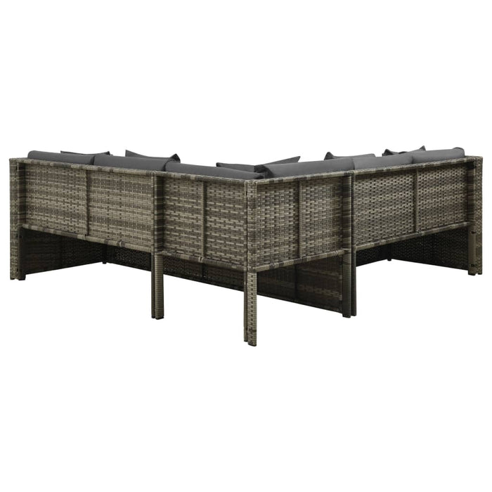 Set mobilier de grădină cu perne, 4 piese, poliratan, gri - WALTI WALTI
