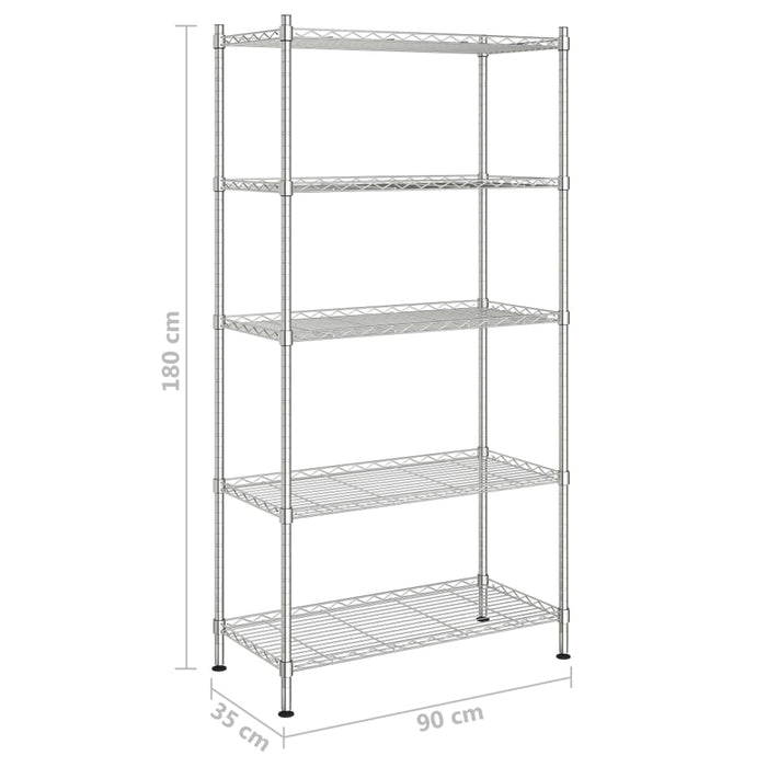 Raft de depozitare, 5 niveluri, 90 x 35 x 180 cm, crom, 250 kg - WALTI WALTI