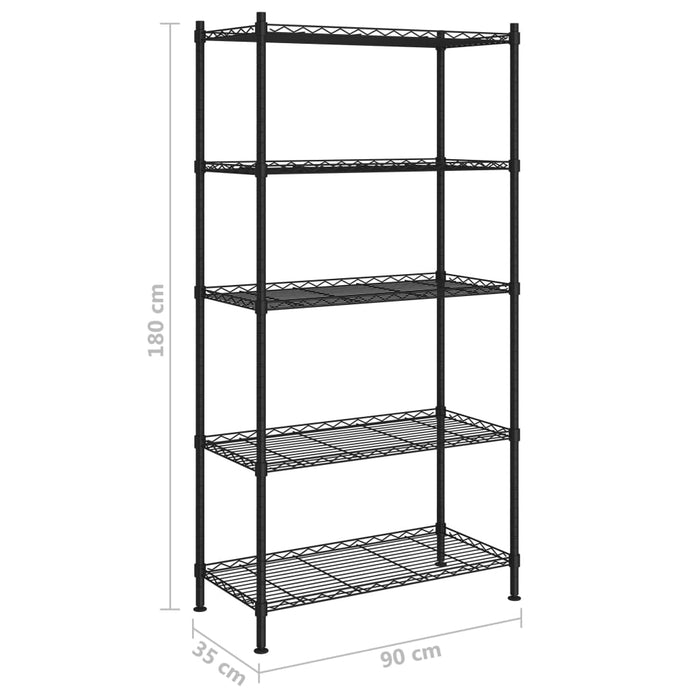 Raft depozitare, 5 niveluri, negru, 90x35x180 cm, 250 kg - WALTI WALTI