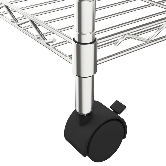 Raft depozitare cu roți, 3 niveluri, 60x35x81 cm, crom, 150 kg - WALTI WALTI