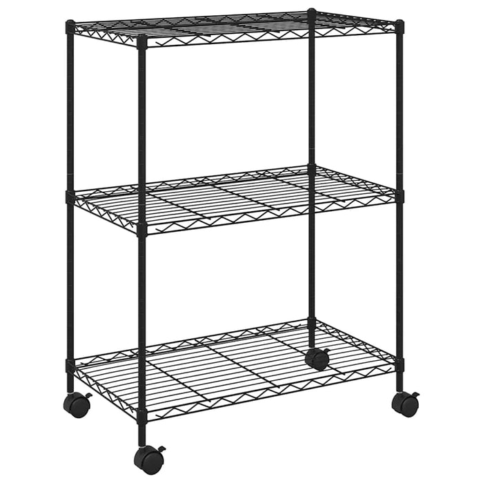 Raft depozitare cu roți, 3 niveluri, negru, 60x35x81cm, 150 kg - WALTI WALTI