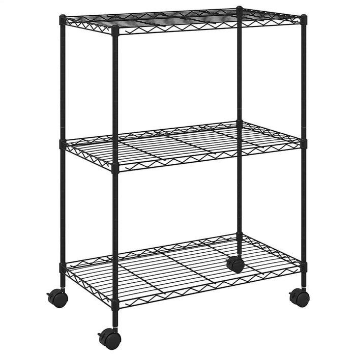 Raft depozitare cu roți, 3 niveluri, negru, 60x35x81cm, 150 kg - WALTI WALTI