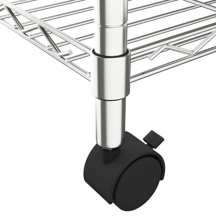 Raft depozitare cu roți, 4 niveluri, 90x35x142 cm, crom, 200 kg - WALTI WALTI