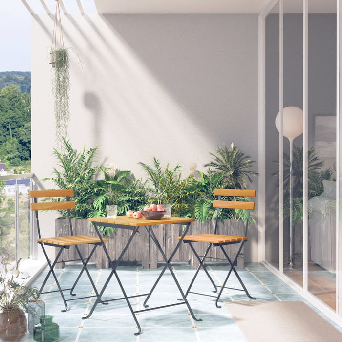 Set mobilier bistro pliabil, 3 piese, lemn masiv de acacia - WALTI WALTI