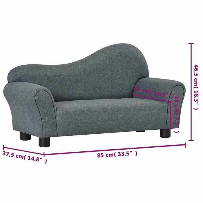 Canapea pentru copii, gri, material textil WALTI