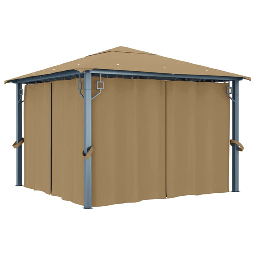 Pavilion cu perdele, gri taupe, 300 x 300 cm, aluminiu - WALTI WALTI