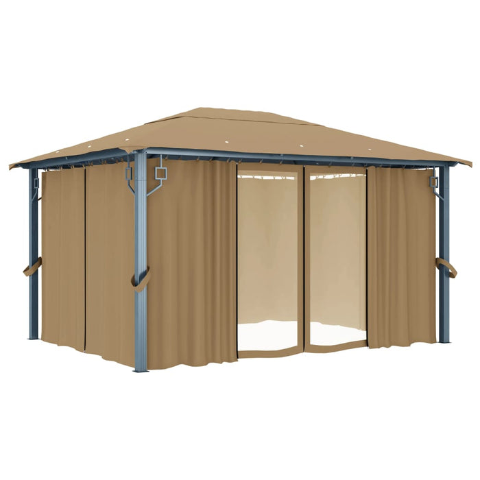 Pavilion cu perdele, gri taupe, 400 x 300 cm, aluminiu - WALTI WALTI