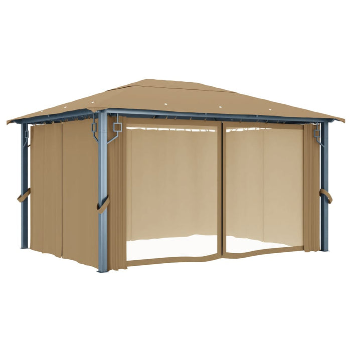 Pavilion cu perdele, gri taupe, 400 x 300 cm, aluminiu - WALTI WALTI