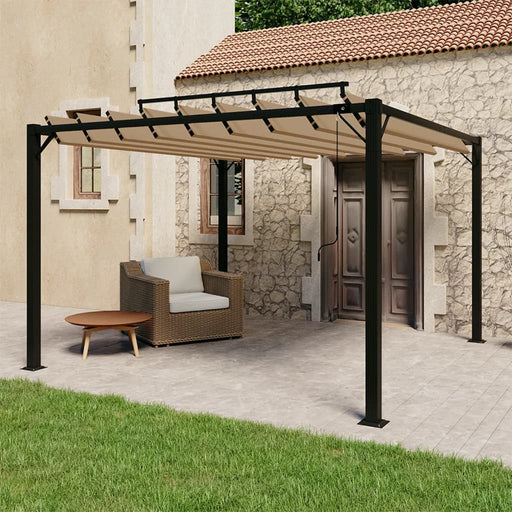 Pavilion cu acoperiș jaluzea gri taupe 3x3 m țesătură&aluminiu - WALTI WALTI