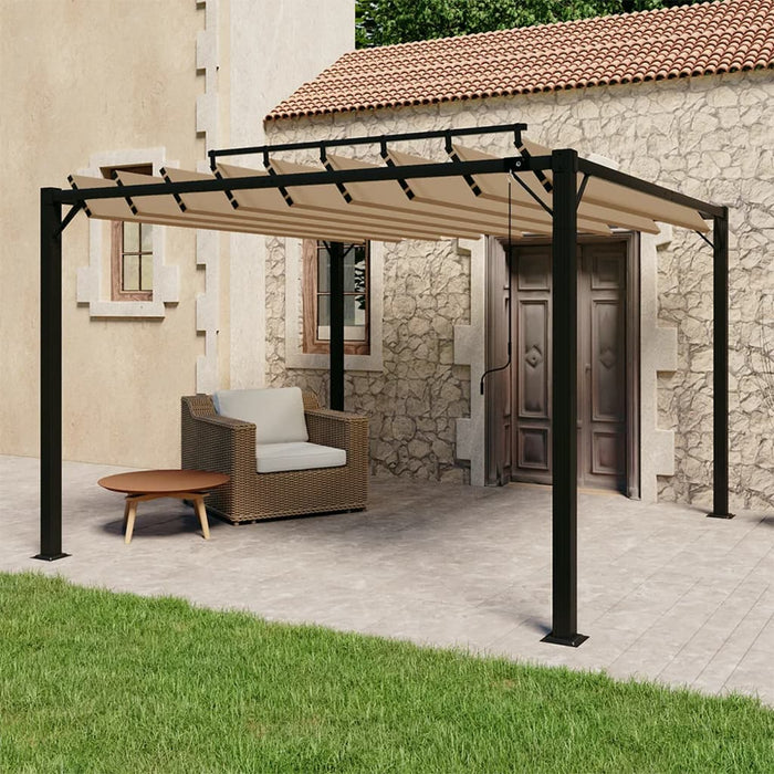 Pavilion cu acoperiș jaluzea gri taupe 3x3 m țesătură&aluminiu - WALTI WALTI
