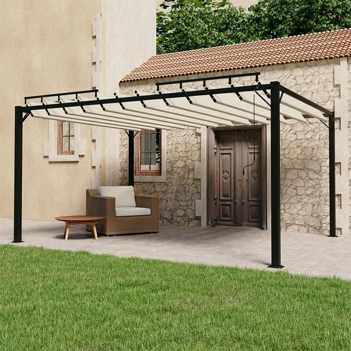 Pavilion cu acoperiș jaluzea, crem, 3x4 m, țesătură/aluminiu - WALTI WALTI