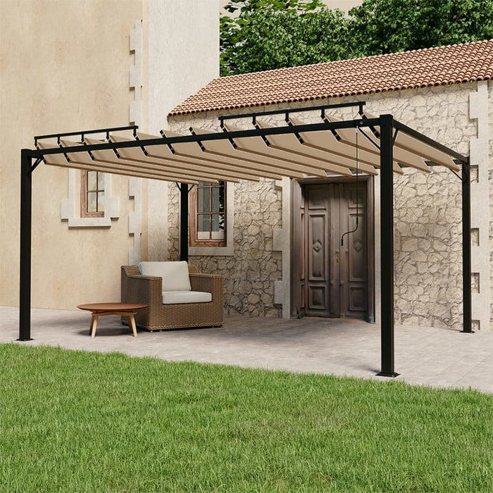 Pavilion cu acoperiș jaluzea gri taupe 3x4 m țesătură&aluminiu - WALTI WALTI