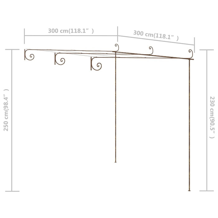 Pergolă de grădină, maro antic, 3x3x2,5 m, fier - WALTI WALTI
