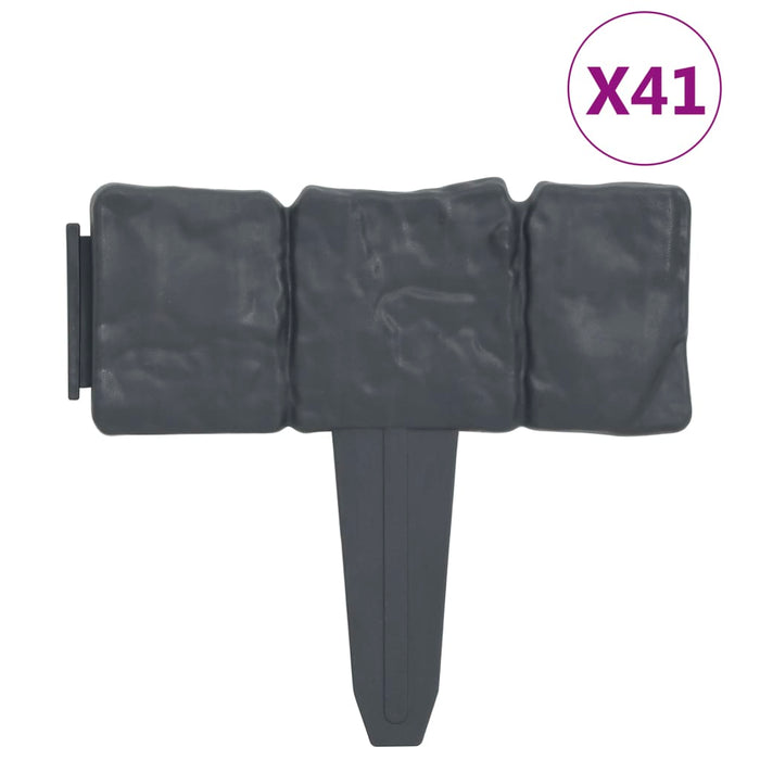 Gard de gazon, 41 buc., 10 m, plastic, aspect piatră - WALTI WALTI
