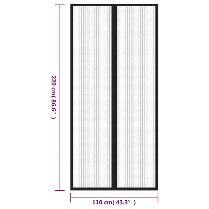 Perdea de ușă anti-insecte cu magnet, 2 buc., negru, 220x110 cm - WALTI WALTI