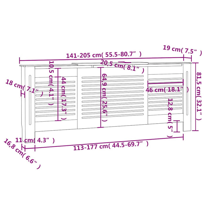 Mască pentru calorifer, alb, 205 cm, MDF - WALTI WALTI