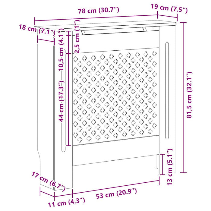 Mască pentru calorifer, alb, 78 cm, MDF - WALTI WALTI
