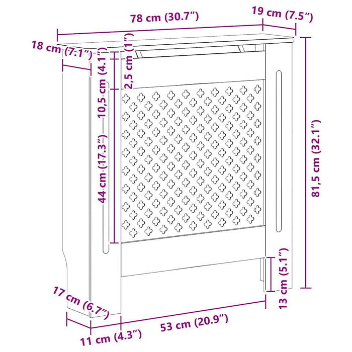 Mască pentru calorifer, negru, 78 cm, MDF - WALTI WALTI