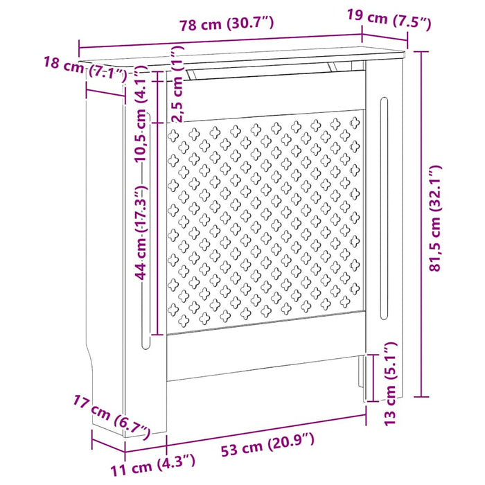 Mască pentru calorifer, gri, 78 cm, MDF - WALTI WALTI