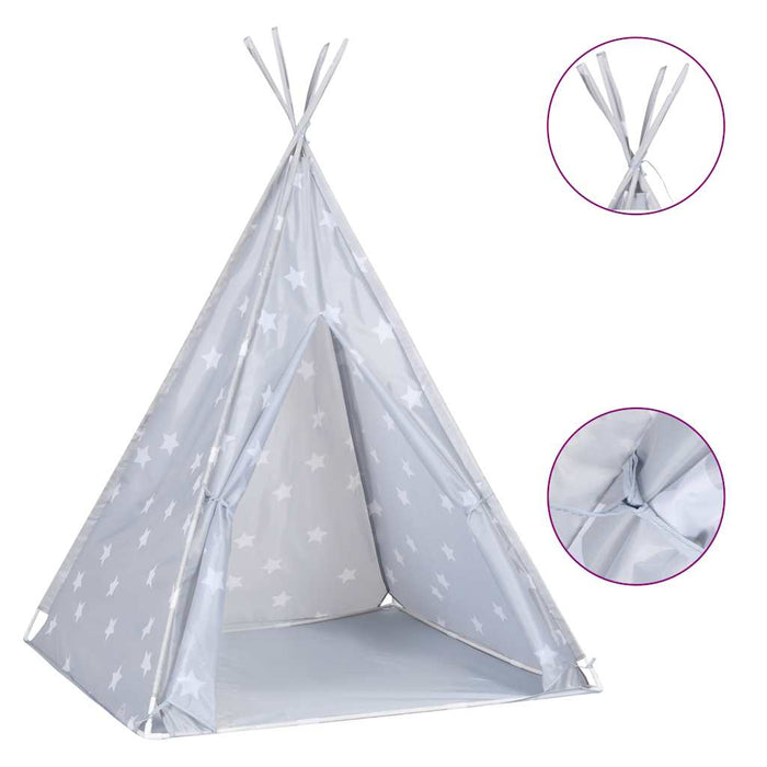 Cort de copii teepee cu geantă, gri, 115x115x160 cm, poliester - WALTI WALTI
