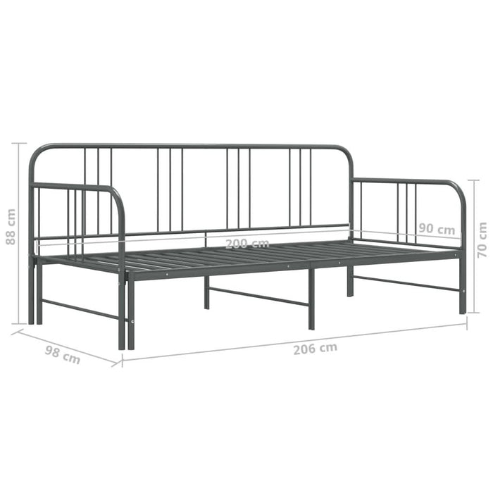 Cadru pat canapea extensibilă, gri, 90 x 200 cm, metal - WALTI WALTI