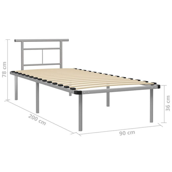 Cadru de pat, gri, 90 x 200 cm, metal - WALTI WALTI