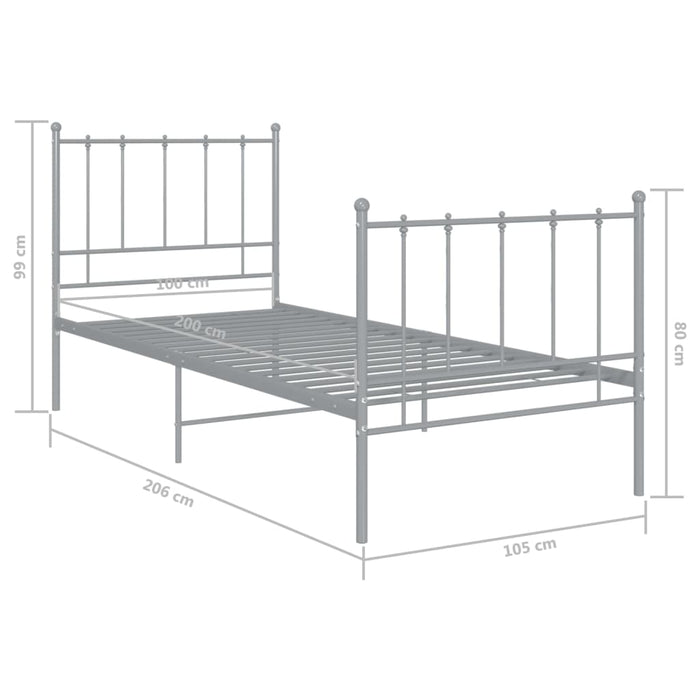 Cadru de pat, gri, 100x200 cm, metal - WALTI WALTI