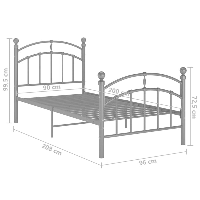 Cadru de pat, gri, 90x200 cm, metal WALTI