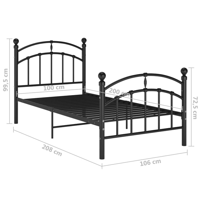 Cadru de pat, negru, 100x200 cm, metal WALTI