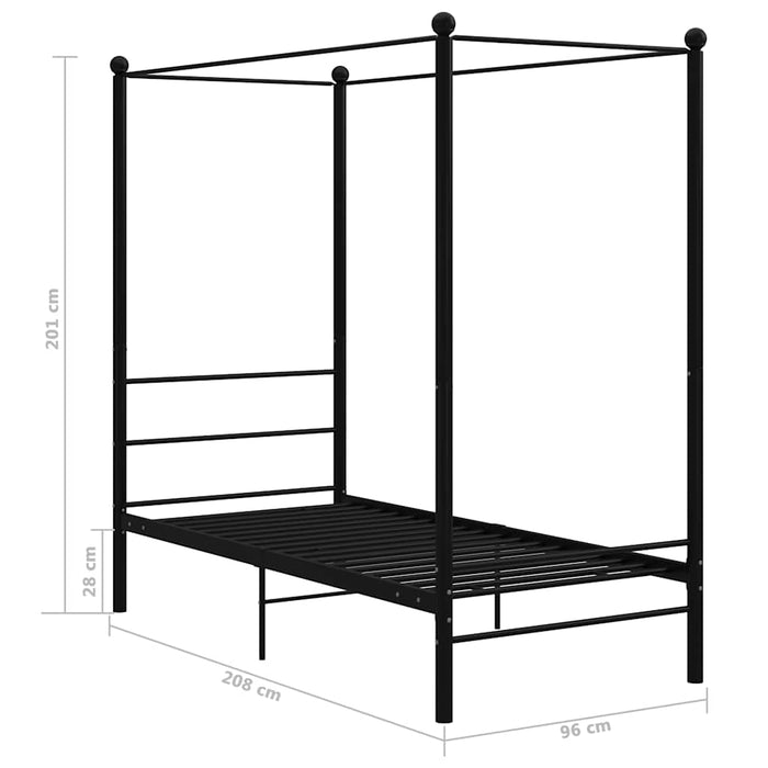 Cadru de pat cu baldachin, negru, 90x200 cm, metal WALTI