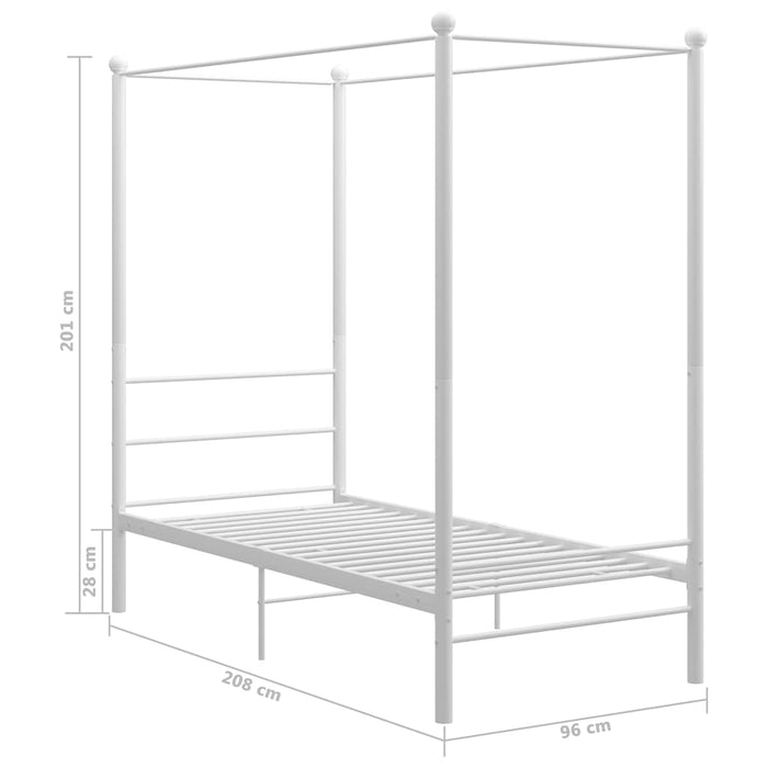 Cadru de pat cu baldachin, alb, 90x200 cm, metal WALTI
