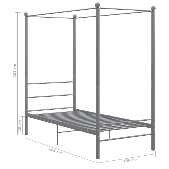 Cadru de pat cu baldachin, gri, 90x200 cm, metal - WALTI WALTI