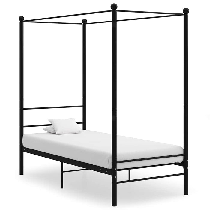 Cadru de pat cu baldachin, negru, 100x200 cm, metal WALTI