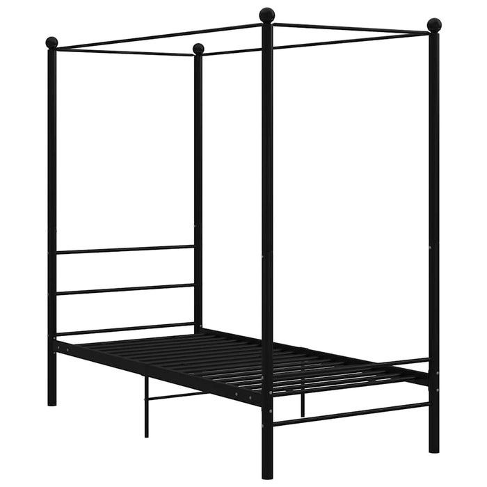 Cadru de pat cu baldachin, negru, 100x200 cm, metal WALTI