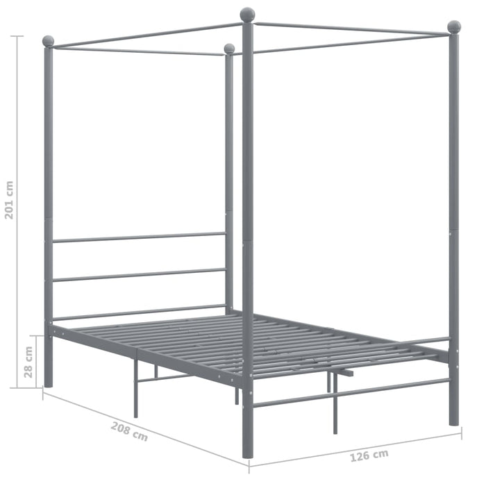 Cadru de pat cu baldachin, gri, 120x200 cm, metal - WALTI WALTI