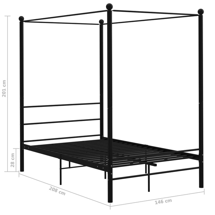 Cadru de pat cu baldachin, negru, 140x200 cm, metal - WALTI WALTI