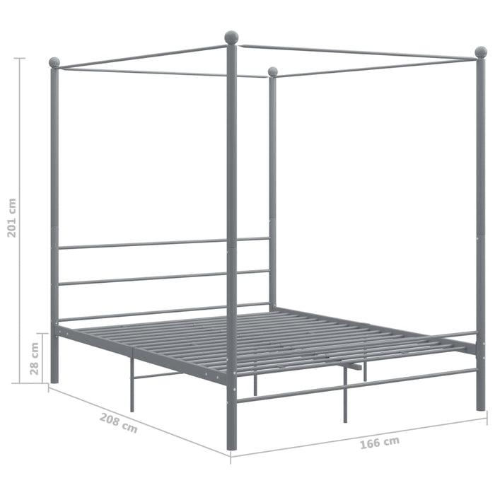 Cadru de pat cu baldachin, gri, 160x200 cm, metal - WALTI WALTI