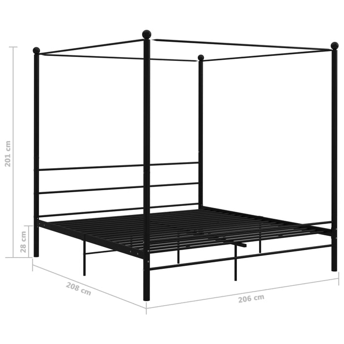 Cadru de pat cu baldachin, negru, 200x200 cm, metal - WALTI WALTI