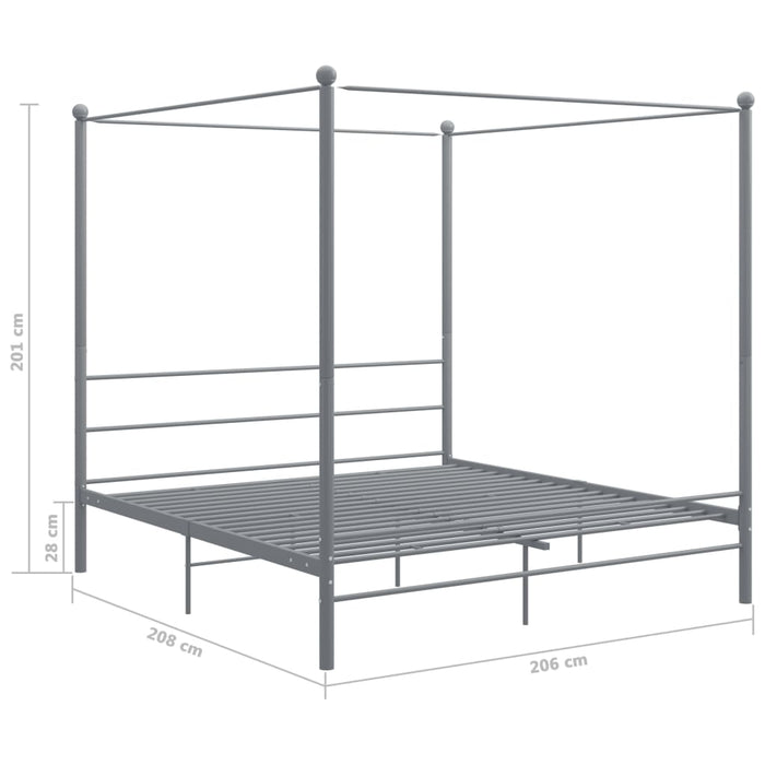 Cadru de pat cu baldachin, gri, 200x200 cm, metal WALTI