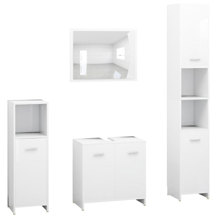 Set mobilier de baie, 4 piese, alb, lemn prelucrat WALTI