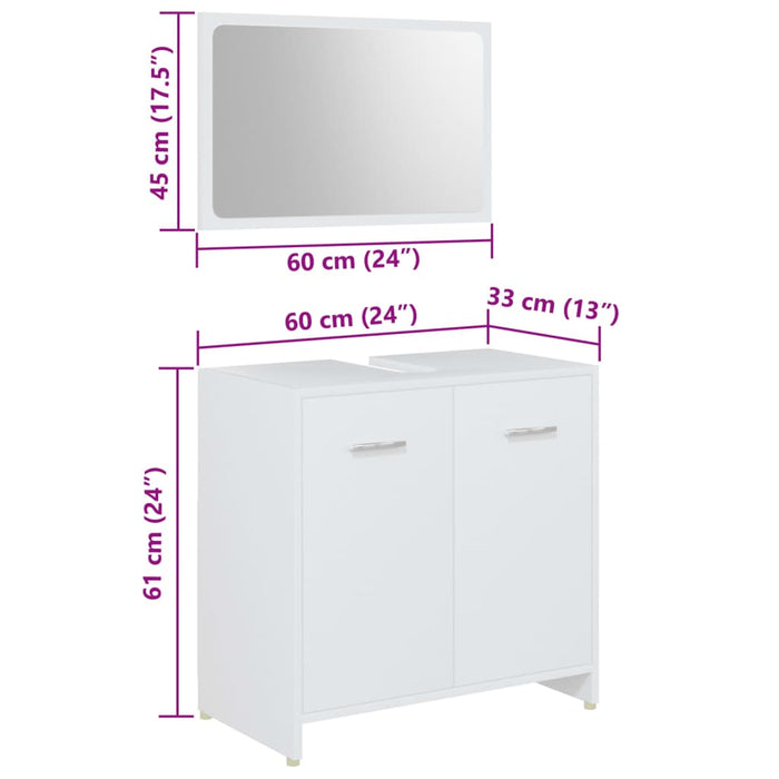 Set mobilier de baie, 4 piese, alb, lemn prelucrat WALTI