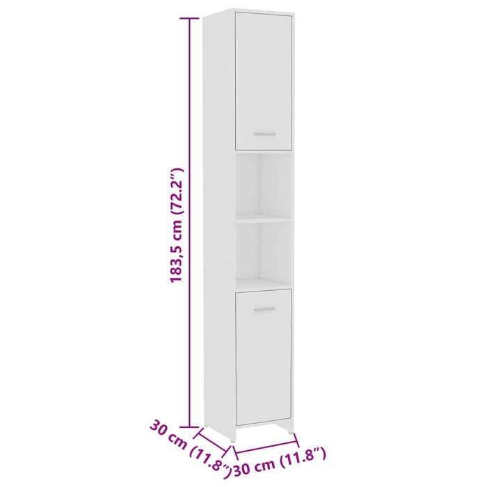 Set mobilier de baie, 4 piese, alb, lemn prelucrat WALTI