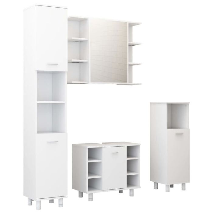 Set mobilier de baie, 4 piese, alb, lemn prelucrat - WALTI WALTI
