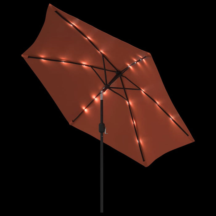 Umbrelă de soare cu LED-uri și stâlp oțel, cărămiziu, 300 cm - WALTI WALTI