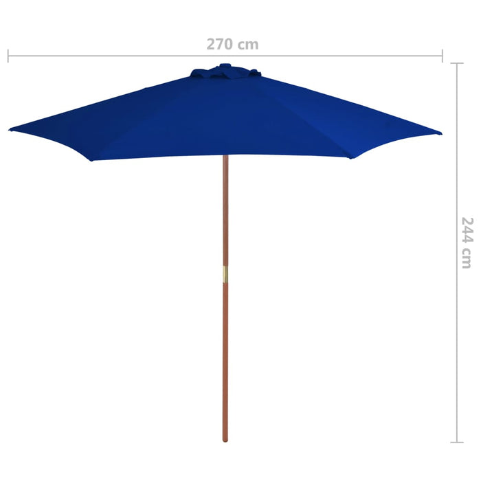 Umbrelă de soare de grădină cu stâlp din lemn, albastru, 270 cm - WALTI WALTI