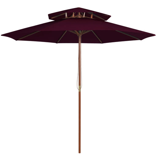 Umbrelă de soare dublă, stâlp din lemn, roșu bordo, 270 cm - WALTI WALTI